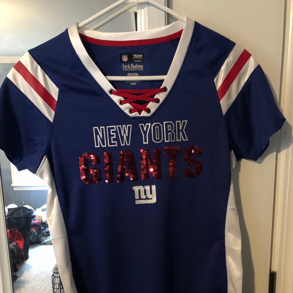 New York Giants NFL Women’s Sequins Lace up Jersey